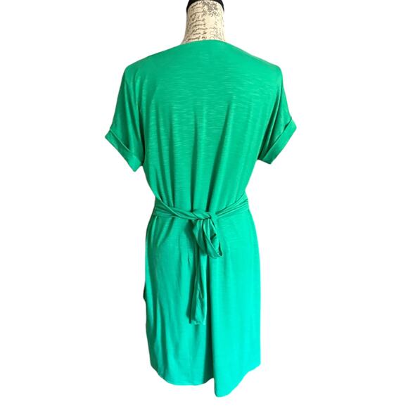 Chaps Green Faux Wrap Knit Dress Size Large NWOT - Picture 7 of 7